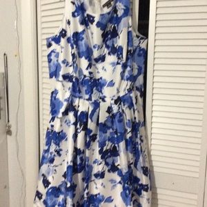 Blue and Black Floral pleated dress